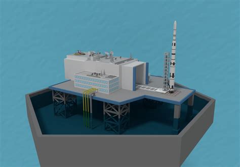 3d Model Lowpoly Offshore Rocket Launch Platform Plus Rocket Vr Ar Low Poly Cgtrader