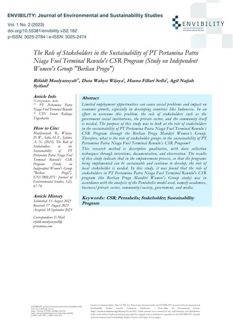 (PDF) The Role of Stakeholders in the Sustainability of PT Pertamina ...