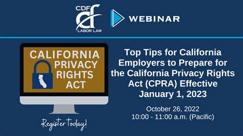 CDF Webinar Top Tips For California Employers To Prepare For The