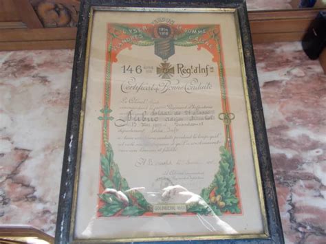 Certificat De Bonne Conduite Militaire Guerre Militaria Ww Ww