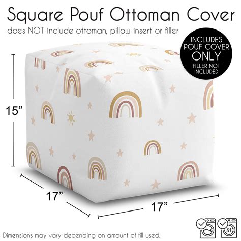 Boho Rainbow Collection Ottoman Pouf Cover