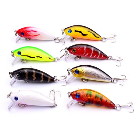 Topwater 8pcs Fishing Bass Fish Floating Minnow Crankbaits Lure Hook