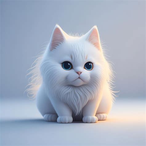 Premium AI Image A White Cat With Blue Eyes Sits On A White Surface