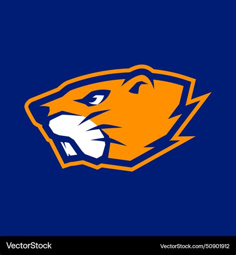 Beavers head sports school mascot logo Royalty Free Vector