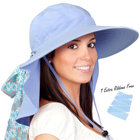 Solaris - Womens Sun Hats Neck Flap Large Brim UV Protection Foldable ...