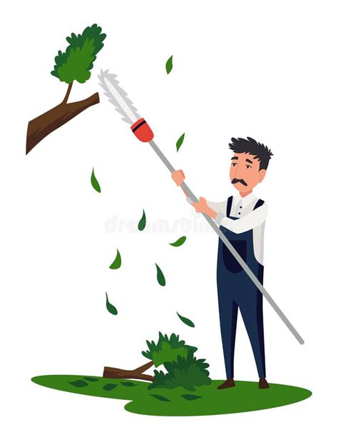 Professional Gardener Trimming Plant With Hedge Trimmer Man Working In