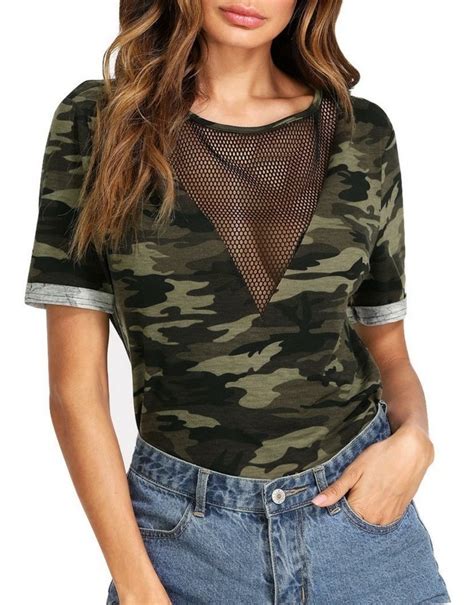 Blusa Camuflaje Militar Con Red Blusas Dama Ropa Mujer Sexy 299 00 En Mercado Libre