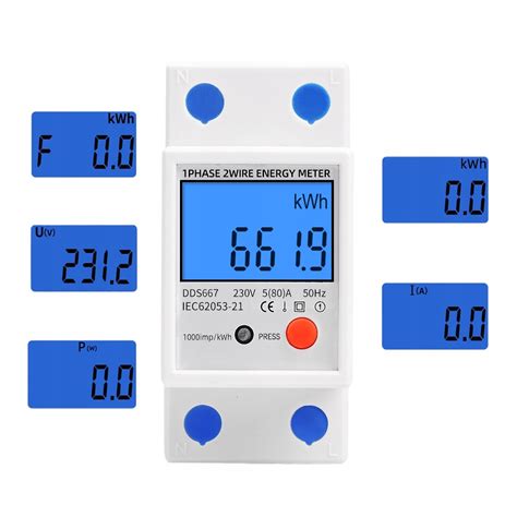 LICZNIK JEDNOFAZOWY DIN ENERGII LCD PRĄDU WATOMIERZ 5 80 A szynie KWh