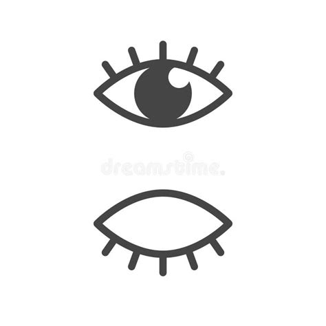 Open Eye Closed Eye A Set Of Eye Icons Flat Vector Illustration