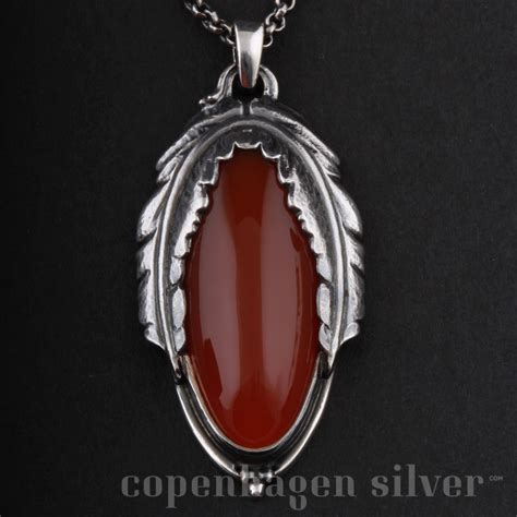 GEORG JENSEN Sterling Silver Pendant with Carnelian # 619 | Copenhagen ...