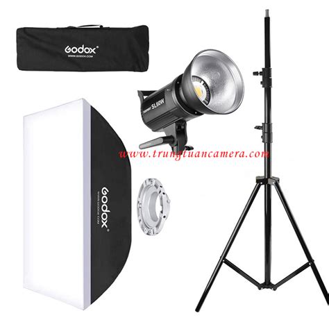 Combo đèn LED Studio Godox SL 60W Softbox Godox 60 x 90cm chân đèn 2 4m