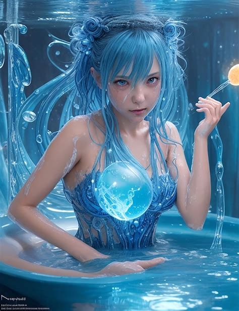 Premium Ai Image Cute Anime Woman Bathing With Bubbles