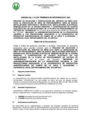 Completable En línea ADENDA No 1 A LOS TRMINOS DE REFERENCIA N 002 Fax