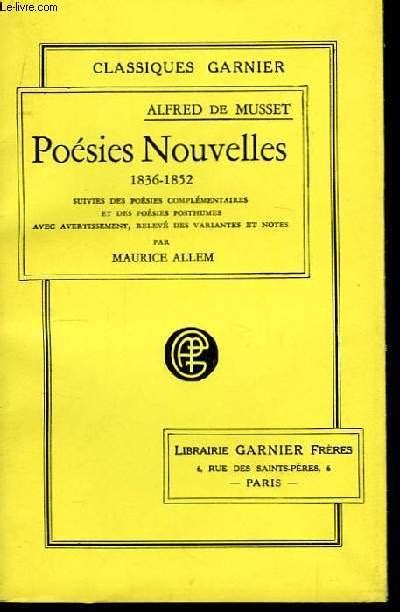 Po Sies Nouvelles By Musset Alfred De Bon Couverture