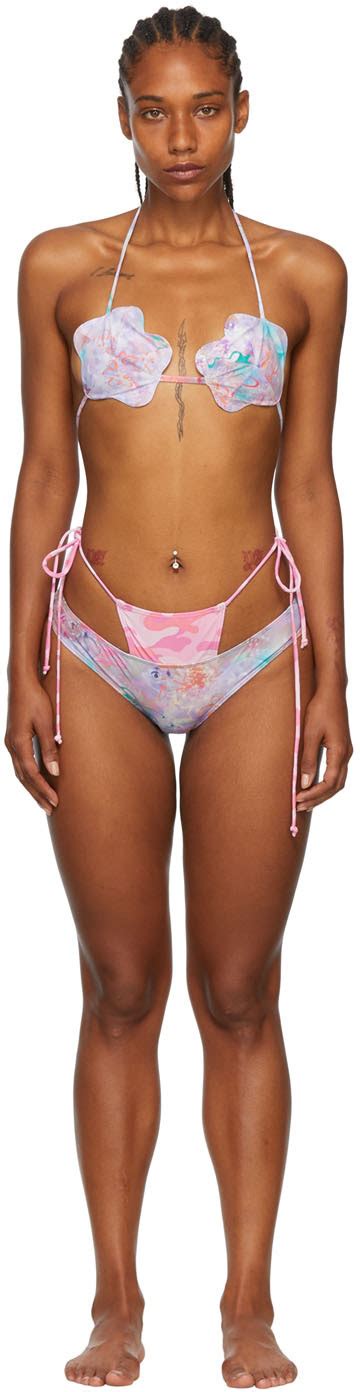 SSENSE Exclusive Purple Recycled Nylon Bikini By Collina Strada On Sale