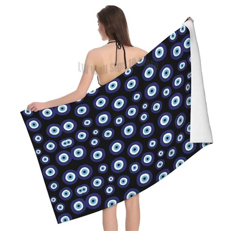 Greek Amulet Evil Eye Pattern Beach Towel Quick Dry Nazar Lucky Charm