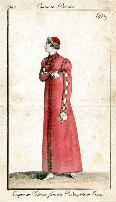 Red redingote 1808 Costume parisien Ампир Одежда Верхняя одежда