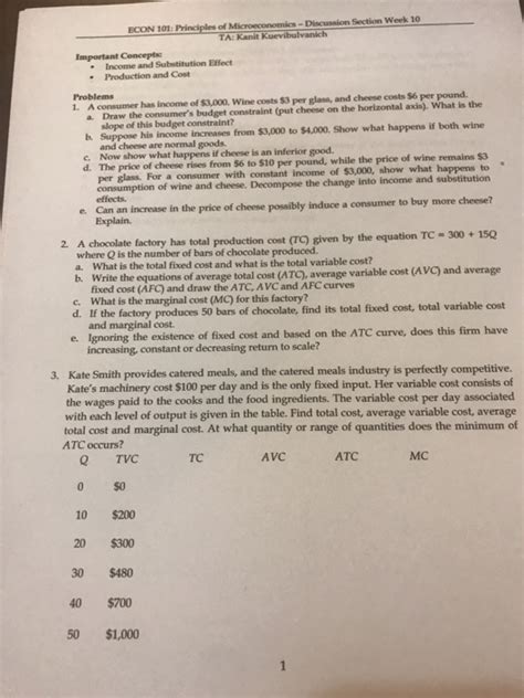 Solved ECON 101 Principles Of Microeconomics Discussion Chegg