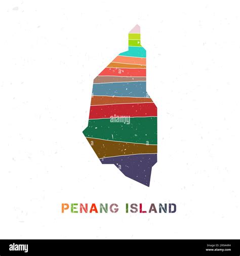 Diseño De Mapa De Penang Island Forma De La Isla Con Hermosas Ondas Geométricas Y Textura