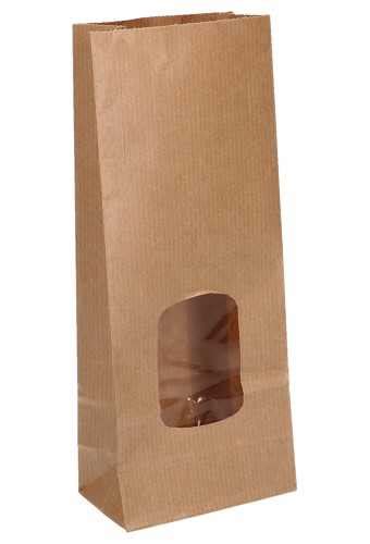 Blokbodemzakjes Kraft Venster 9x5x21 5cm 250ml 100stuks Krabbendam