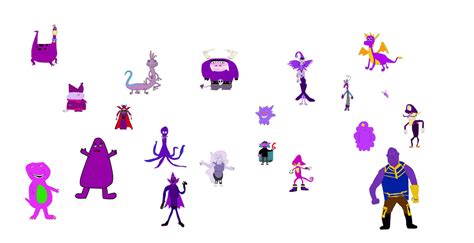 Purple power! Famous purple characters. by mountainchickens on DeviantArt