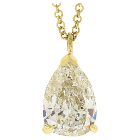 NEW 18k Gold 1.57ctw GIA Pear Prong Diamond Tear Drop Solitaire Pendant