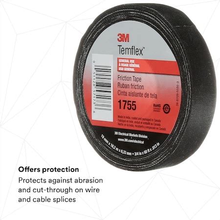 3M Electrical Friction Tape 1755 Temflex 3 4 In W X 60 Ft L 13 Mil