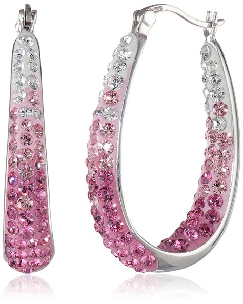 Sterling Silver Ombre Hoop Earrings Set With Swarovski Crystals