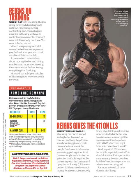 Roman Reigns Arm Workout | Arm workout, Health and fitness magazine ...