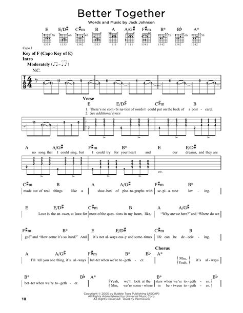 Better Together by Jack Johnson - Guitar Lead Sheet - Guitar Instructor