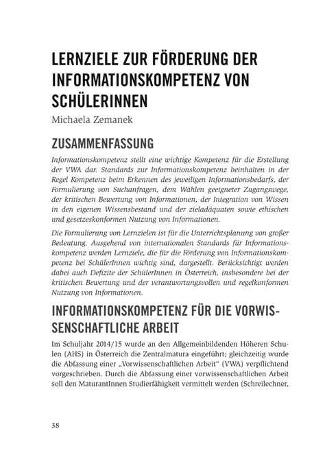 PDF LERNZIELE ZUR FÖRDERUNG DER INFORMATIONSKOMPETENZ VON SCHÜLERINNEN