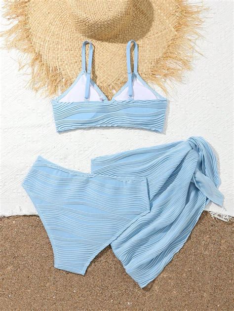 Conjunto De Mai Bikini Texturizado De Pe As Para Adolescentes