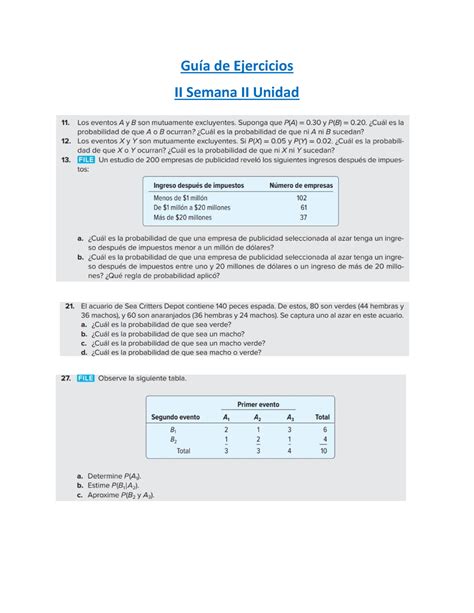 II Guía de Ejercicios II Unidad Bioestadistica Guía de Ejercicios