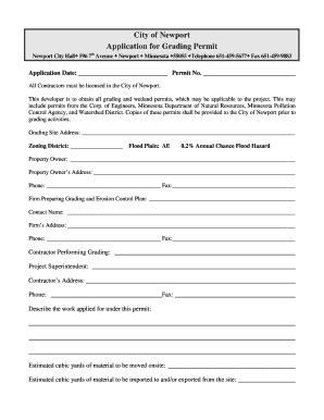 Fillable Online City Of Newport Application For Grading Permit City