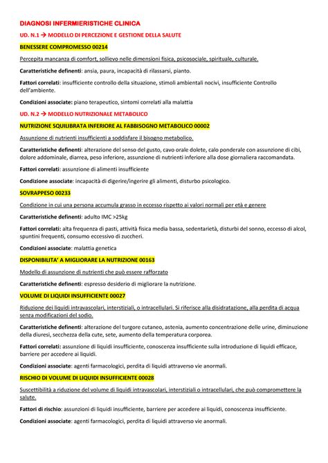 Diagnosi Infermieristiche Clinica Diagnosi Infermieristiche Clinica