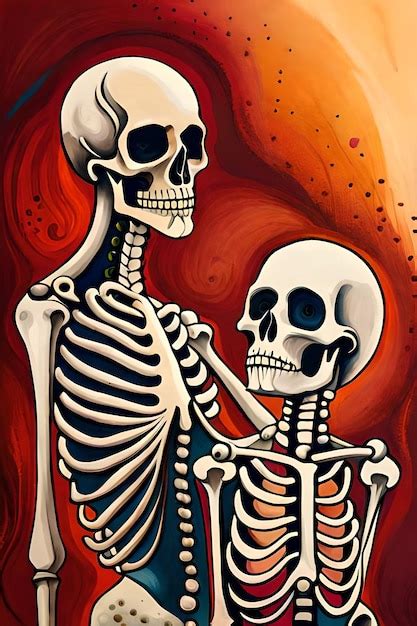 Premium AI Image A Painting Of Skeletons Hugging Each Other With A