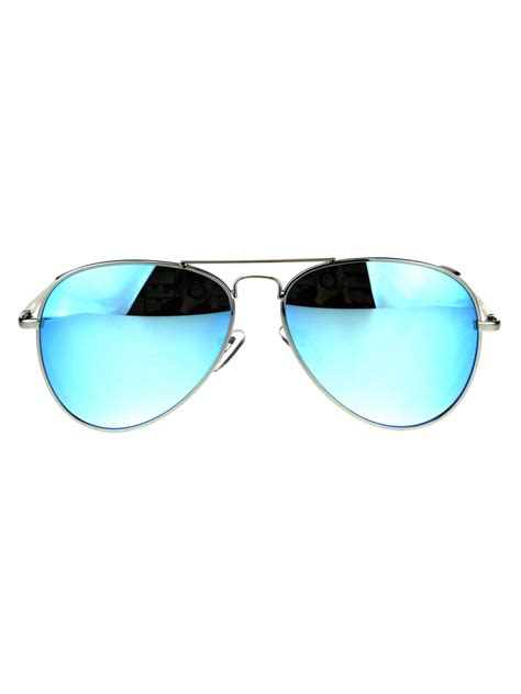 Sa106 Mens Color Mirror Lens Metal Rim Classic Officer Pilots Sunglasses Silver Blue Walmart