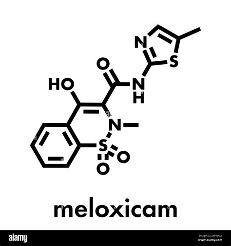 Meloxicam Nsaid Drug Molecule Skeletal Formula Stock Vector Image