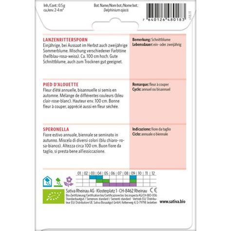 Sativa Ekolo Ki Enoletni Cvet Lanzenrittersporn Pkt Bloomling