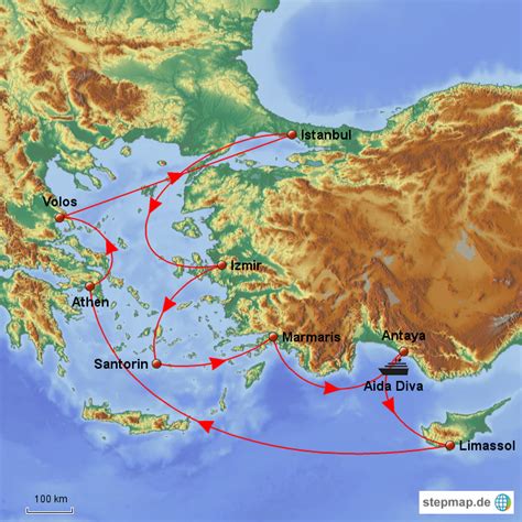 StepMap Östliches Mittelmeer Landkarte für Deutschland