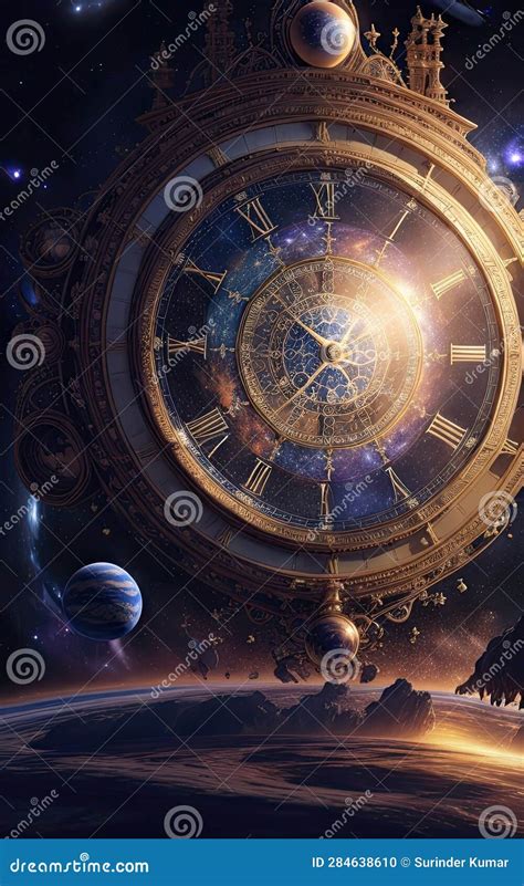 Infinity Time Spiral In Space Antique Surreal Old Clock Abstract