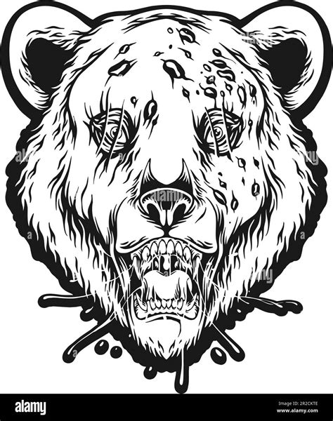 Melting Zombie Evil Bear Head Logo Illustrations Silhouette Vector Illustrations For Your Work