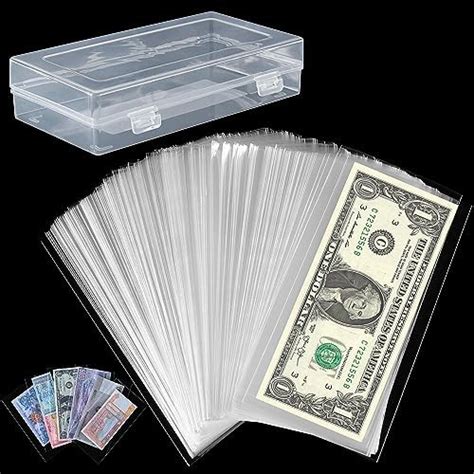 Amazon 200 PCS Currency Sleeves Clear Dollar Holder With