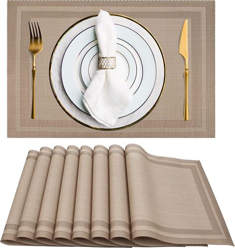 Excovip Set Of Placemats Non Slip Crossweave Woven Vinyl Insulation