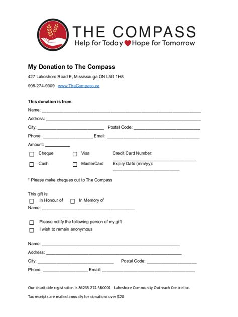 Fillable Online Compass Donation Form Docx Fax Email Print Pdffiller