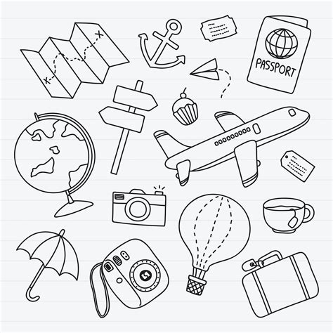 Hand Drawn Travel Element Vector Set Free Image By Rawpixel