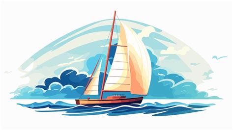 Una pintura de un velero con las palabras vela en él Vector Premium