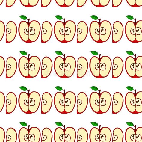 Vector Seamless Pattern With Red Apples Stock Illustration