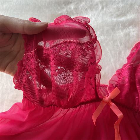 Hot Pink Victorias Secret Slip With Bows Red Slip Depop