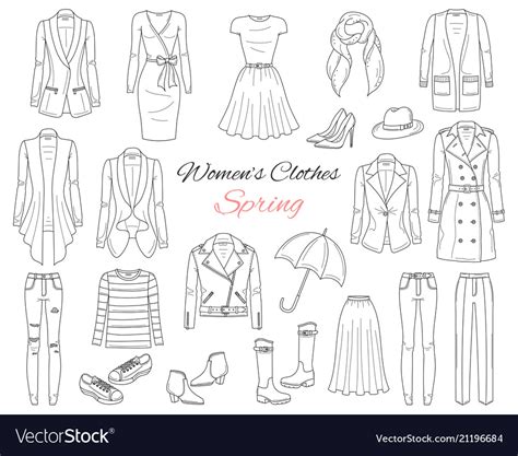 Women Clothes Collection Spring Outfit Royalty Free Vector